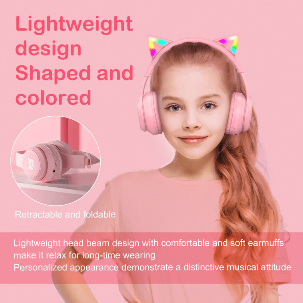 Onikuma B90 RGB Cat Ear Bluetooth 5.0 Headphone  Wireless - Image 5
