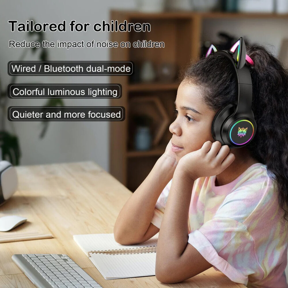 Onikuma B90 RGB Cat Ear Bluetooth 5.0 Headphone  Wireless - Image 13