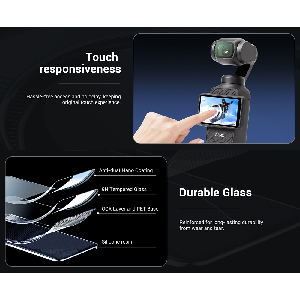 Anti-scratch Bubble Free Protector 2-Pack Screen Protector For DJI Osmo Pocket 3 - Tempered Glass & Lens Film Tempered Glass Screen Protector For Pocket 3
