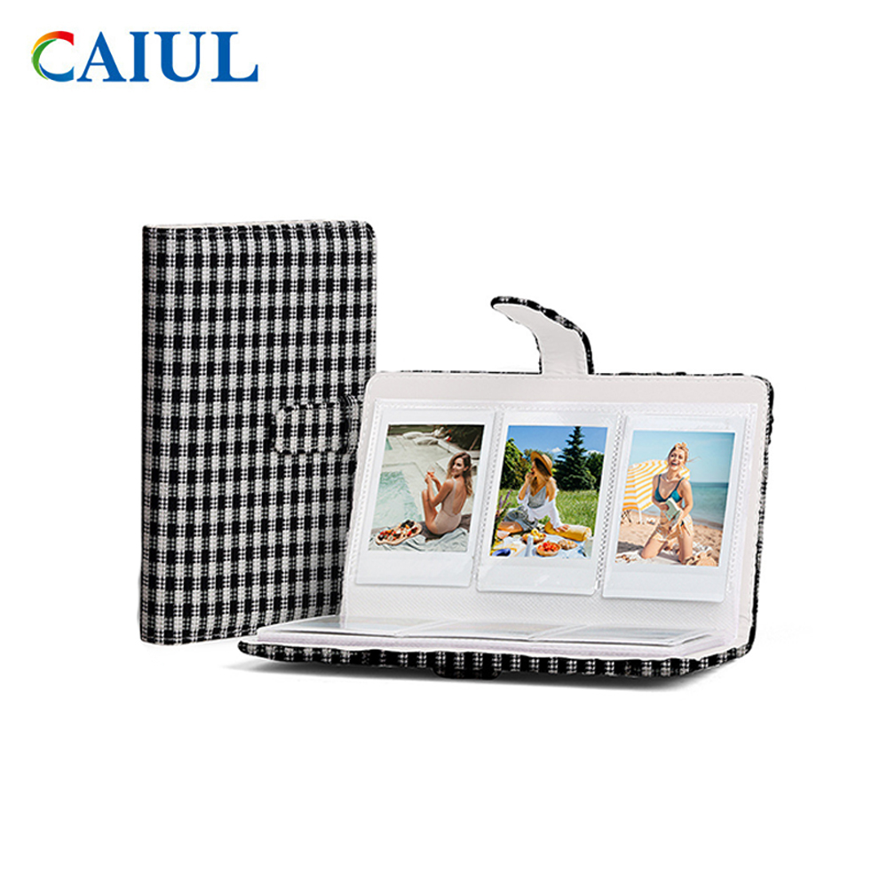 FujiFilm Photo Album mini 11 CAIUL Black And White Plaid 3-inch 96-pieces PU Color Oil paint