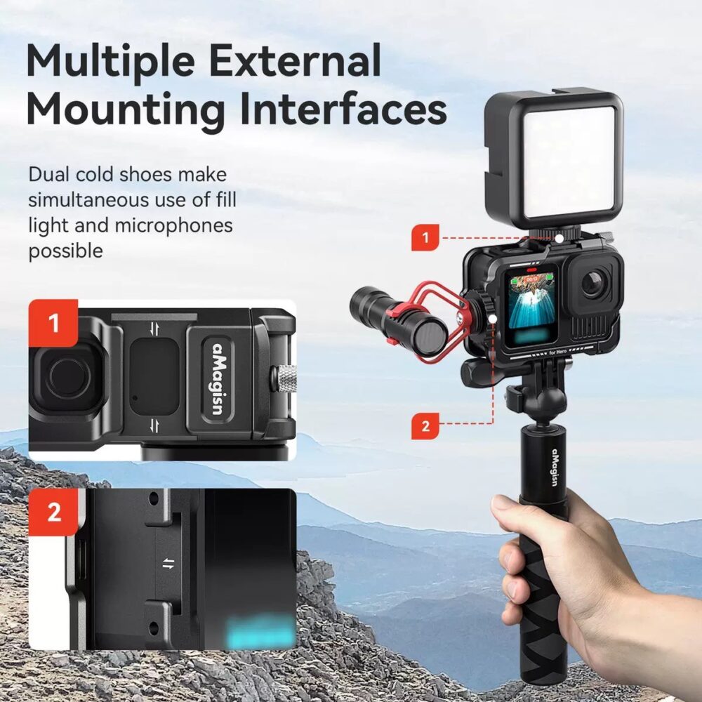 Gopro 13 / 12 / 11 / 10 / 9 aMagisn Metal Horizontal-Vertical Frame Case เฉพาะกรอบ เฟรม เคสอลูมิเนียม กันตก กล้องแอ็คชั่น Gopro 13/12/11/10/9 - Image 3
