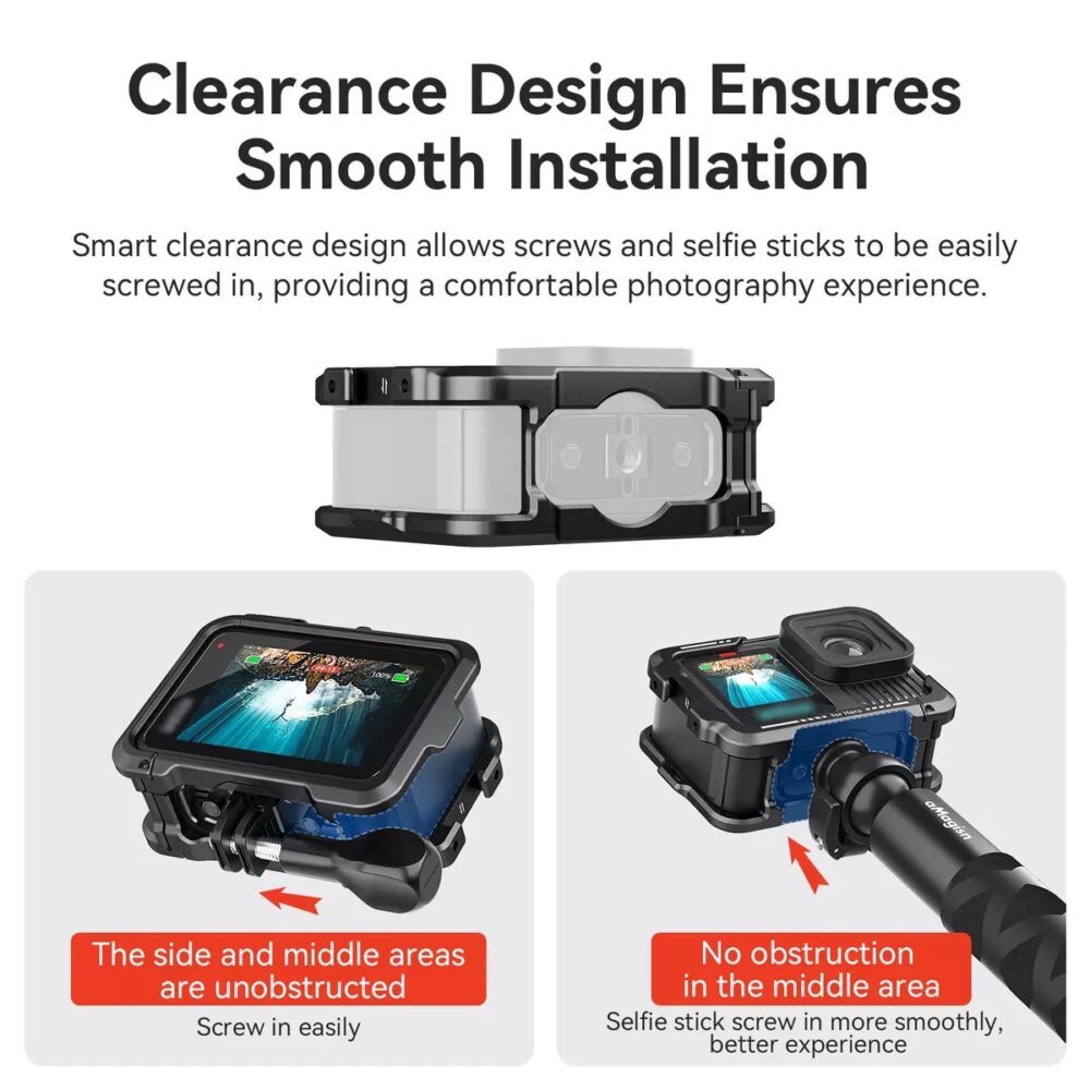 Gopro 13 / 12 / 11 / 10 / 9 aMagisn Metal Horizontal-Vertical Frame Case เฉพาะกรอบ เฟรม เคสอลูมิเนียม กันตก กล้องแอ็คชั่น Gopro 13/12/11/10/9 - Image 4