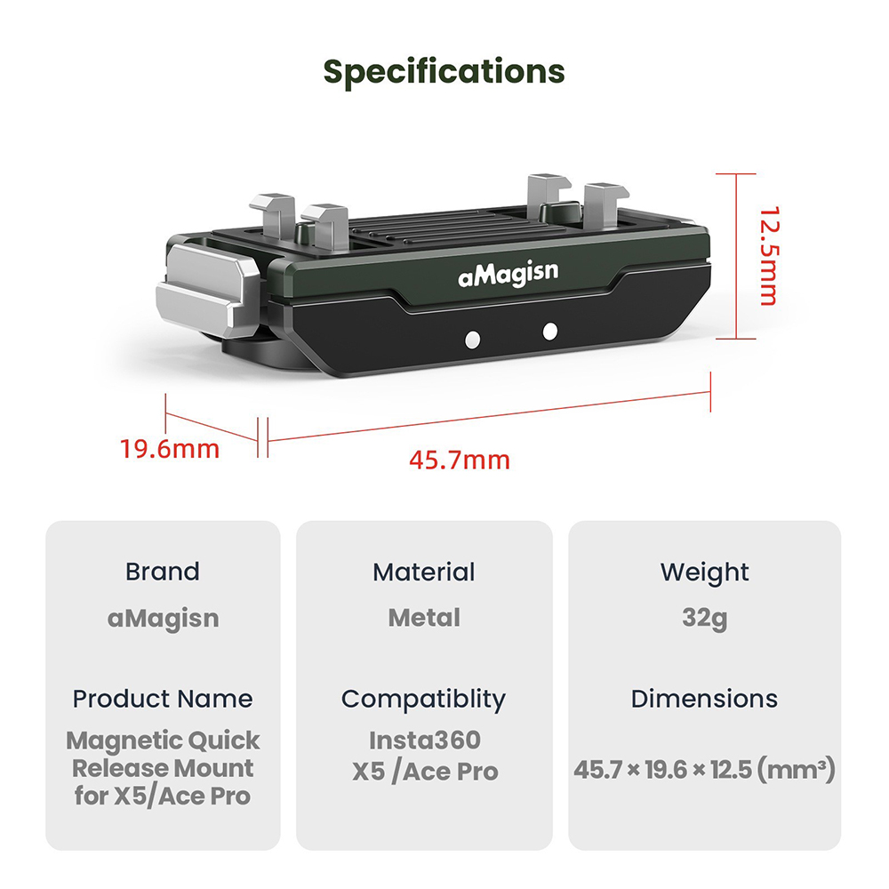 aMagisn AC14 Insta360 X5 / Ace Pro 2 / Ace Pro Magnetic Quick Release อุปกรณ์เสริม แปลงขากล้อง - Image 9