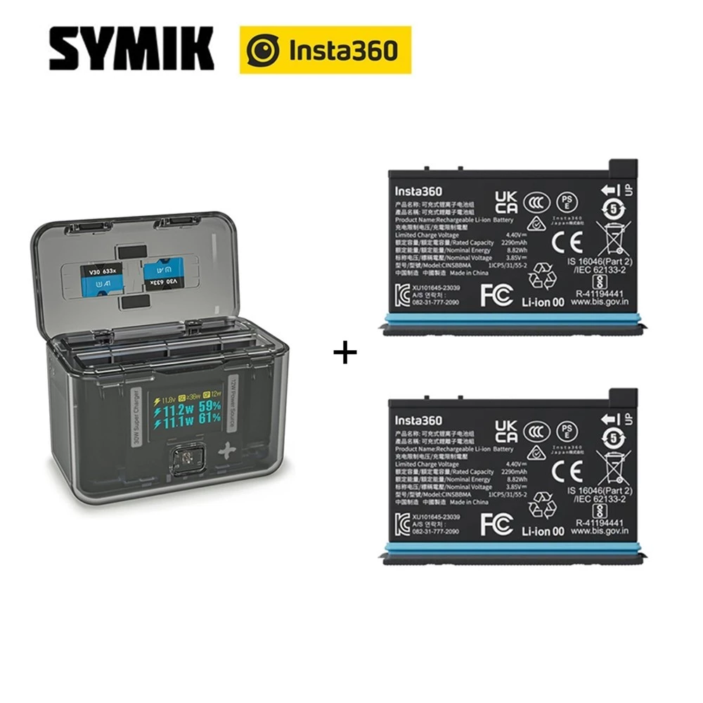 (Pre-Order 7-15 วัน) SYMIK Insta360 X4 Fast Charge Hub แท่นชาร์จ + Insta360 X4 Battery x 2 ของแท้