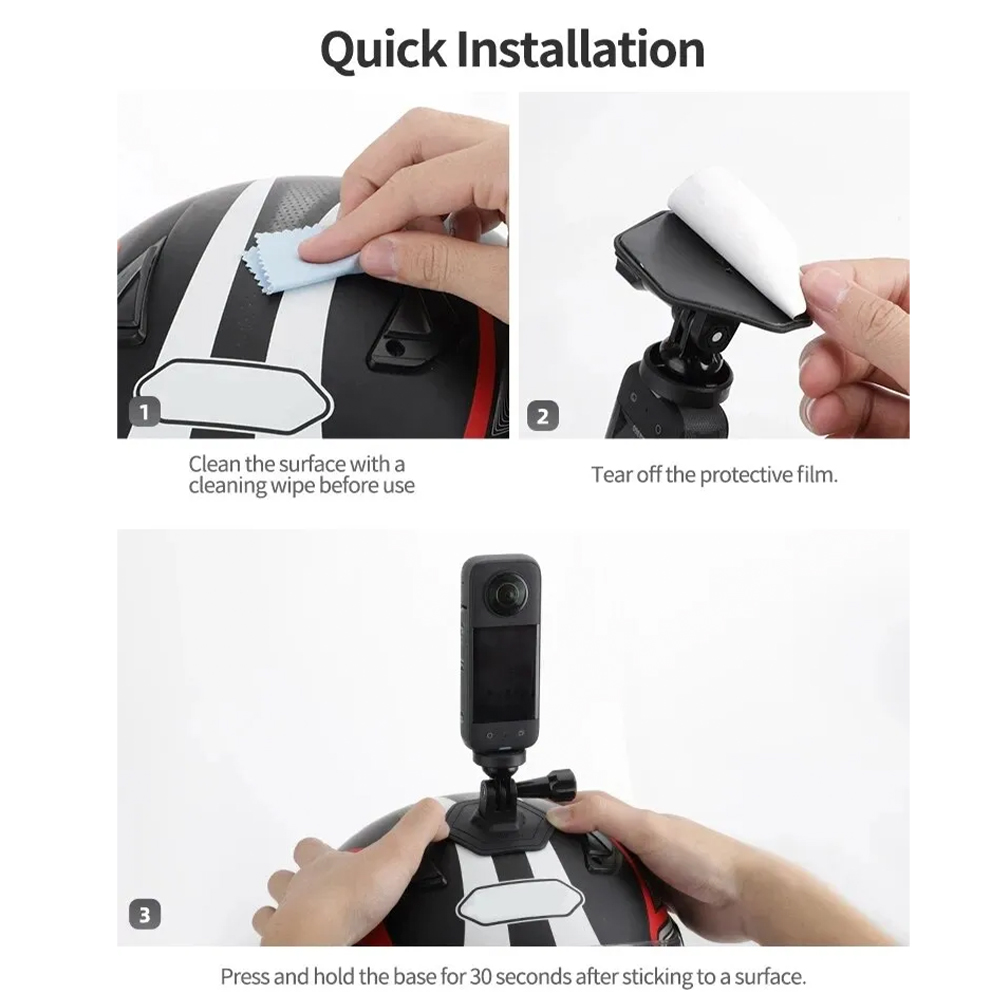 Sunnylife DZ759-D DJI 360 / Pocket 3 / Insta360 X5 / GO 3 Flexible Adhesive Helmet Mount Soft Flat Curved Base Action Camera Holder - Image 8