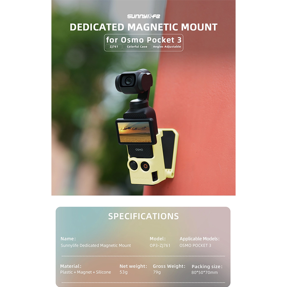 Sunnylife OP3-ZJ761-D DJI Pocket 3 Multifunctional Magnetic Mount Tabletop Base Bracket Angles Adjustable Accessories - Image 8