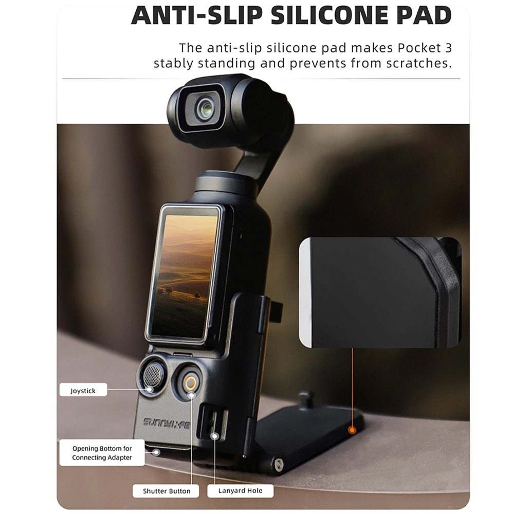 Sunnylife OP3-ZJ761-D DJI Pocket 3 Multifunctional Magnetic Mount Tabletop Base Bracket Angles Adjustable Accessories - Image 5