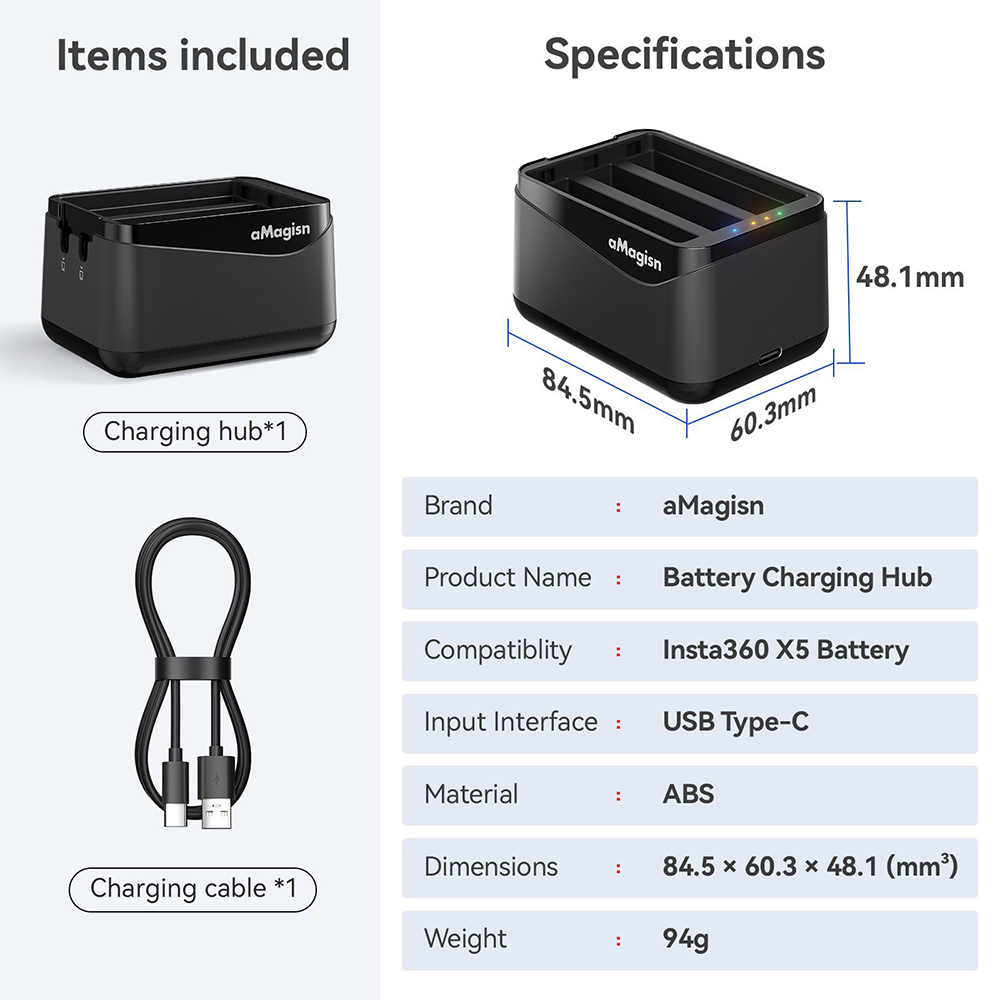 Insta360 X5 aMagisn Battery Charging Hub + Insta360 X5 Battery ของแท้ - Image 6