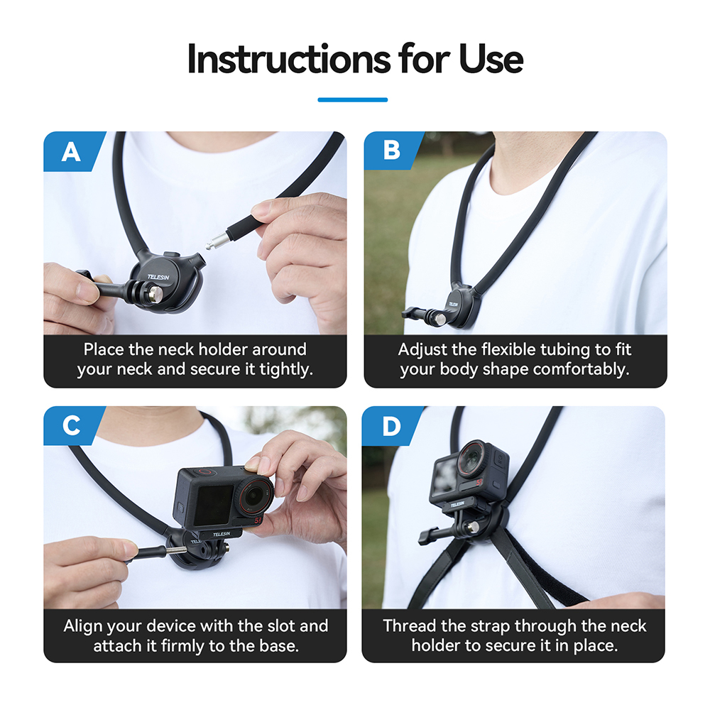 Telesin Neck Mount SE 2.0 สายคล้องคอ สายรัดหน้าอกปรับได้ POV/Vlog Neck Mount Phone Holder For Action Camera - Image 2