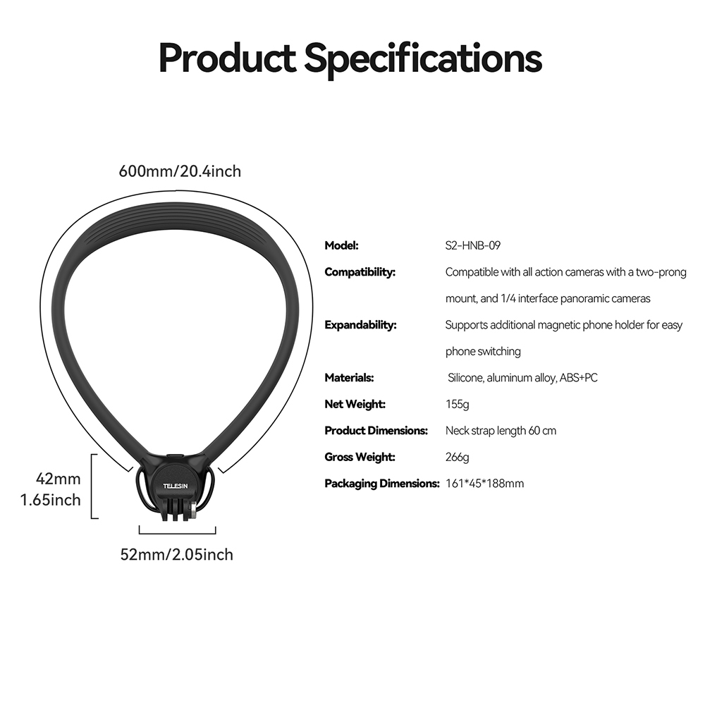 Telesin Neck Mount SE 2.0 สายคล้องคอ สายรัดหน้าอกปรับได้ POV/Vlog Neck Mount Phone Holder For Action Camera - Image 4