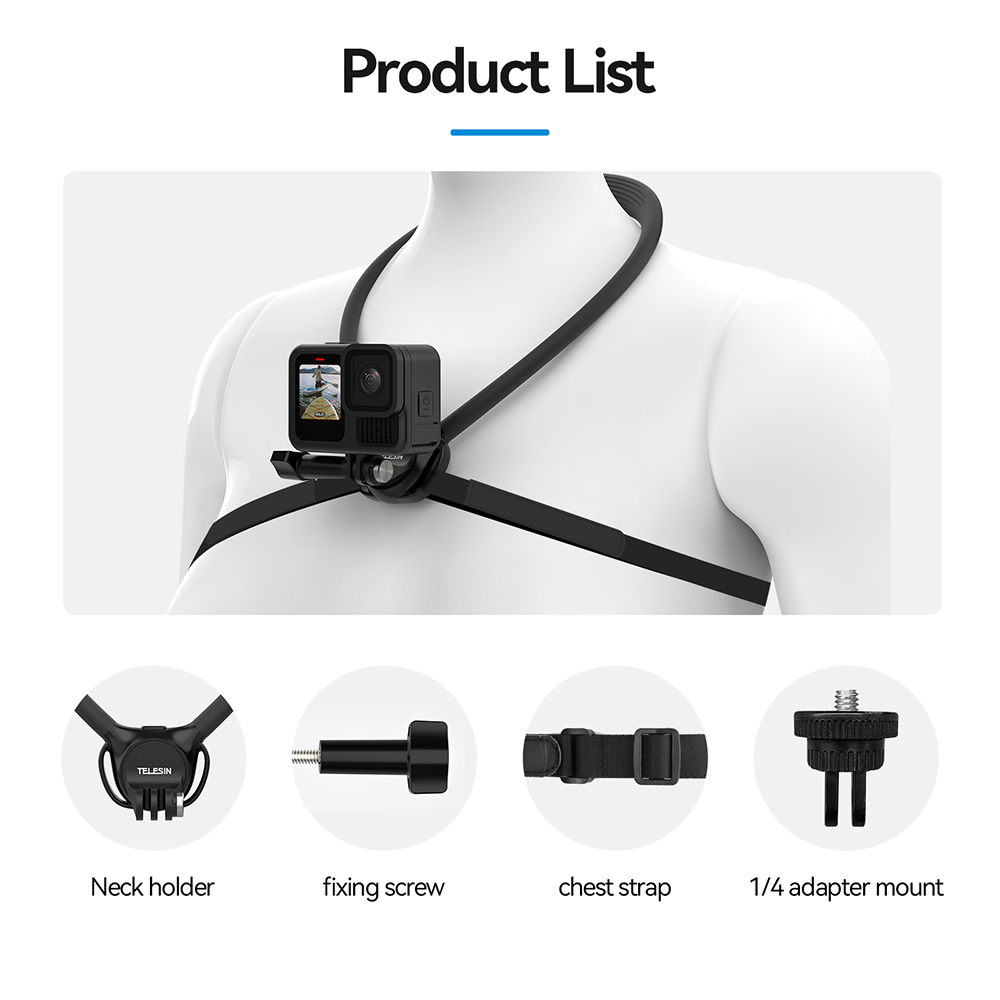 Telesin Neck Mount SE 2.0 สายคล้องคอ สายรัดหน้าอกปรับได้ POV/Vlog Neck Mount Phone Holder For Action Camera - Image 6